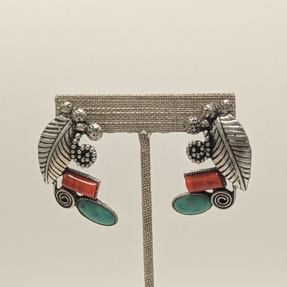 Vintage Turquoise and Coral Earrings